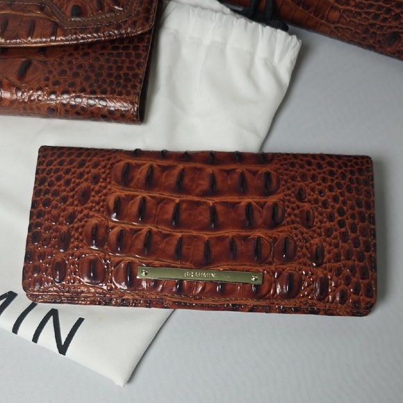 Brahmin Rich Brown Crocodile Embossed Satchel Set - Picture 8 of 15